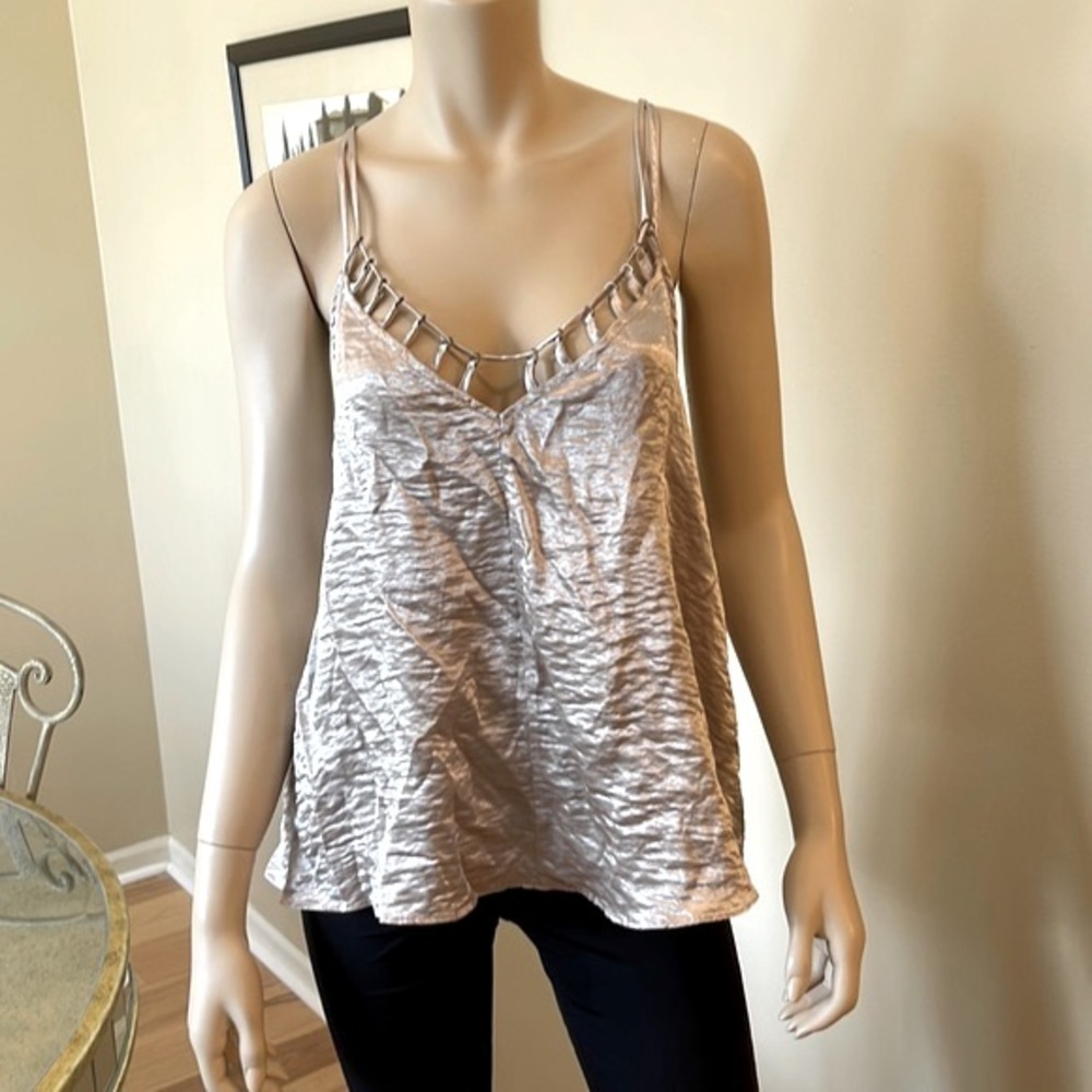 FREE people silver haze tank/Cami top. size M. D/8/A1439 - Picture 3 of 8